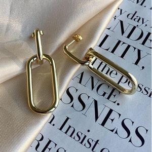 Gold thick links dangle earrings